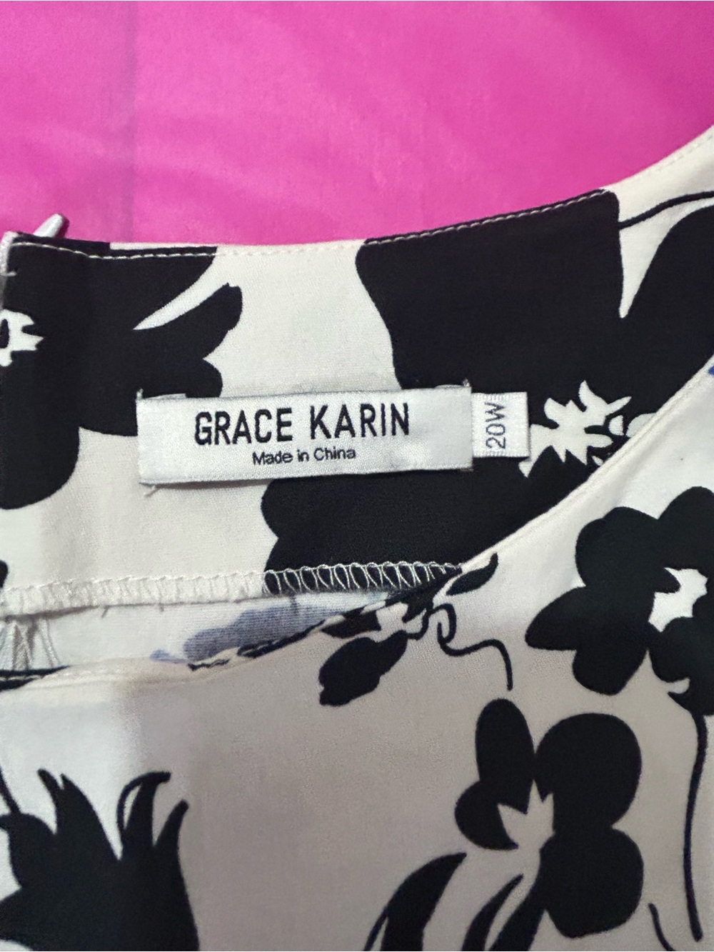 Grace Karin Blue, Black & White Floral Midi Dress A-line flowy - Picture 3 of 7